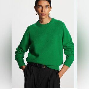 NEW COS Cashmere Sweater Jumper Bright Green Size L! VERY RARE COLOR!!!